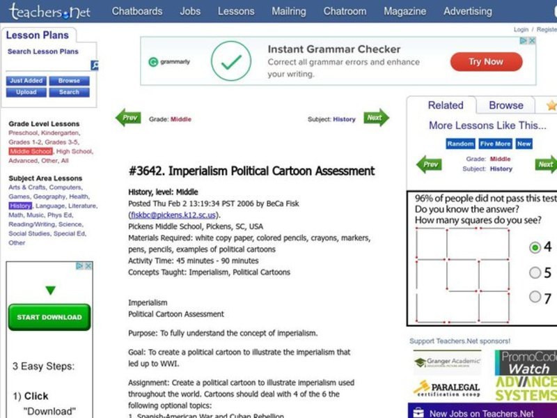 Imperialism Political Cartoon Assessment Lesson Plan