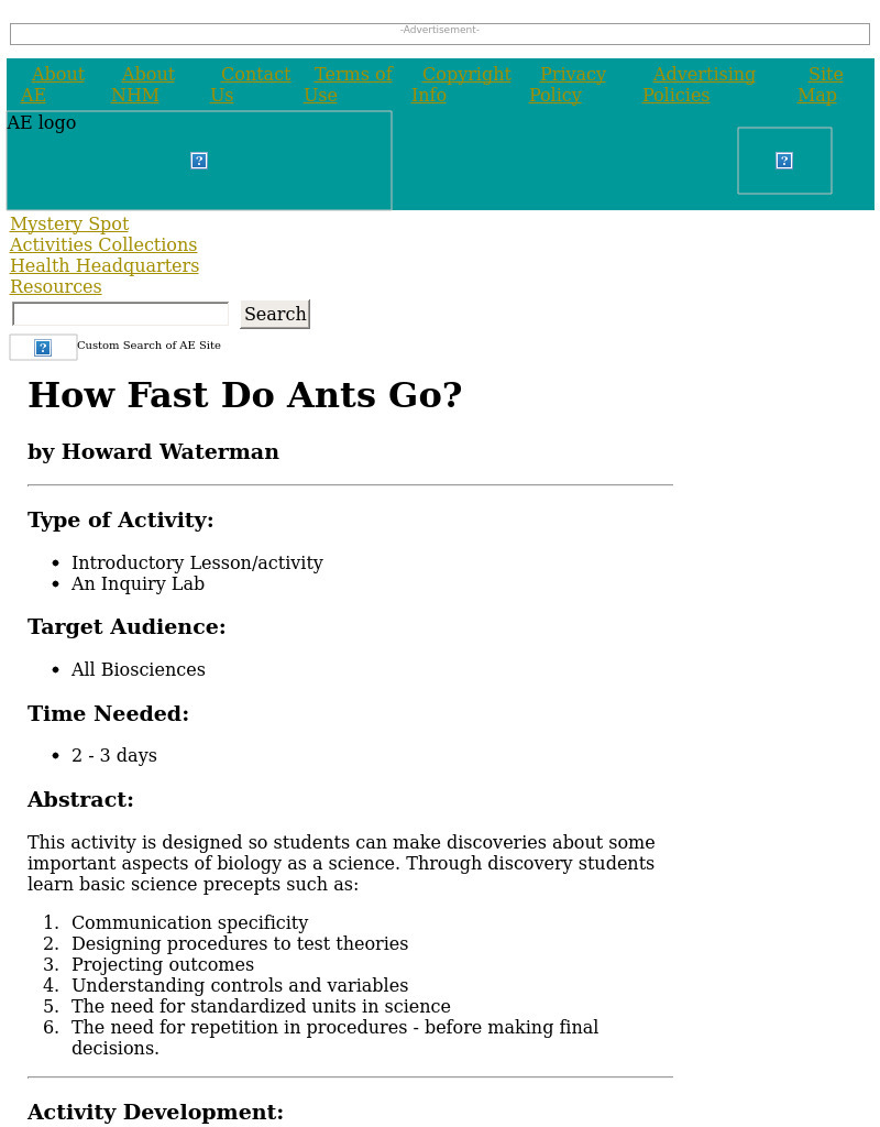 How Fast Do Ants Go? Lesson Plan