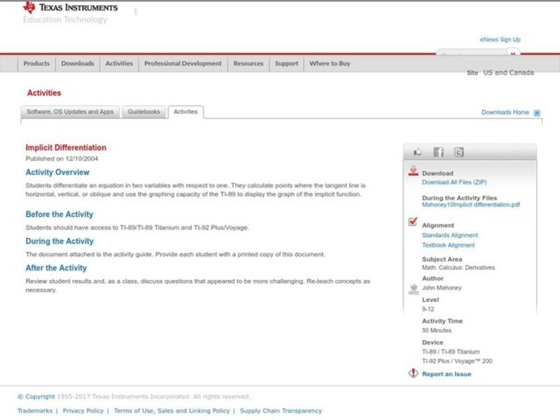 Implicit Differentiation Lesson Plan