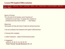 Implicit Differentiation Lesson Plan