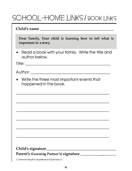 Important Events In a Story Worksheet