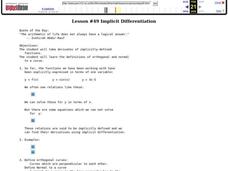 Implicit Differentiation Lesson Plan