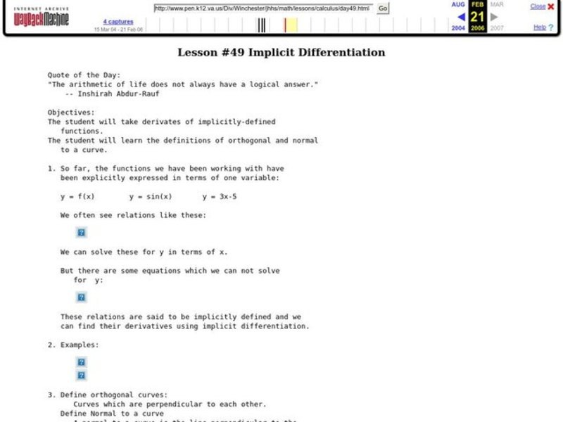 Implicit Differentiation Lesson Plan