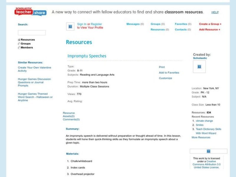 Impromptu Speeches Lesson Plan