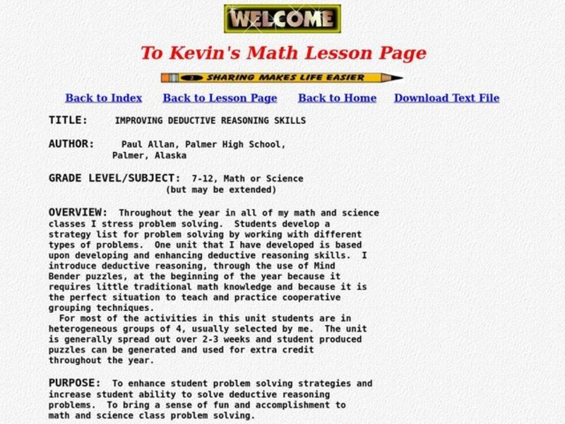 Improving Deductive Reasoning Skills Lesson Plan