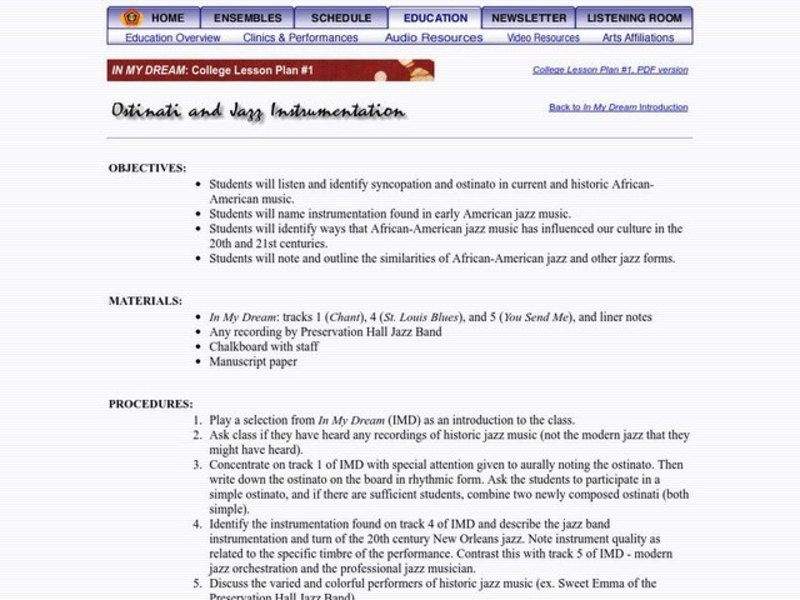 In My Dream Lesson Plan