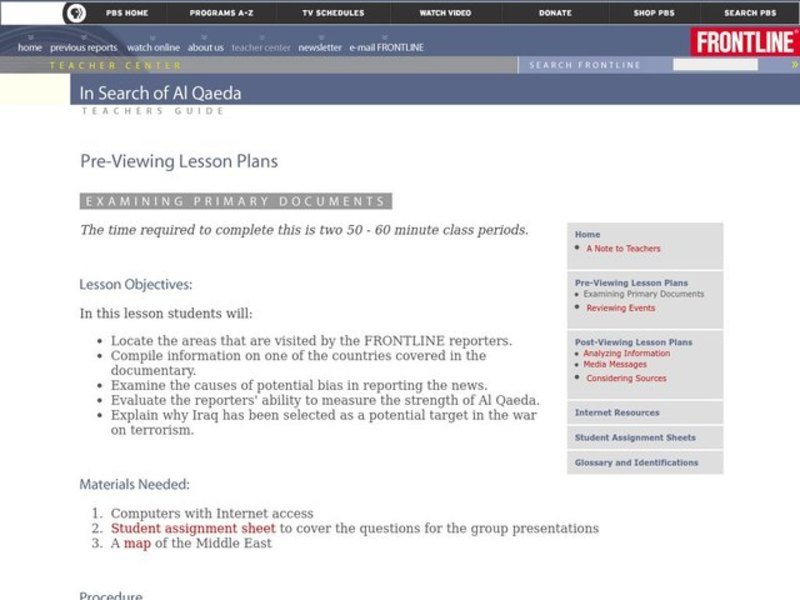 In Search of Al Qaeda Lesson Plan