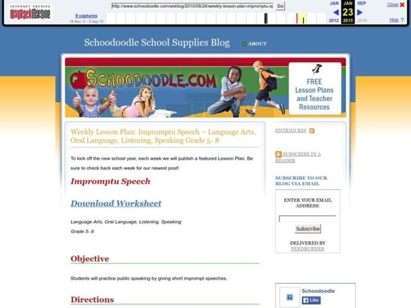 Impromptu Speech Lesson Plan