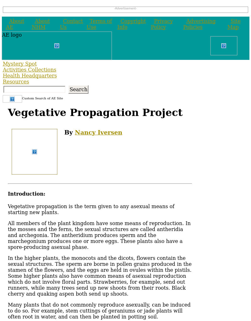 Vegetative Propagation Project Lesson Plan