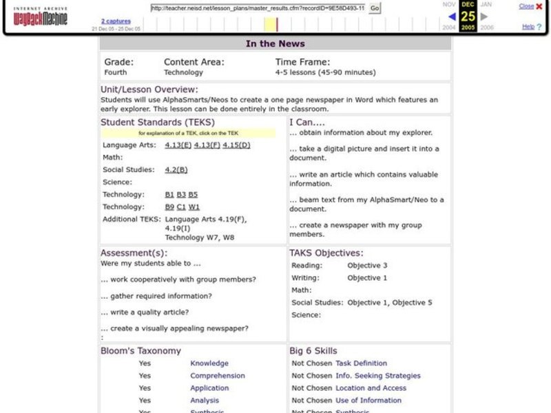 In the News Lesson Plan