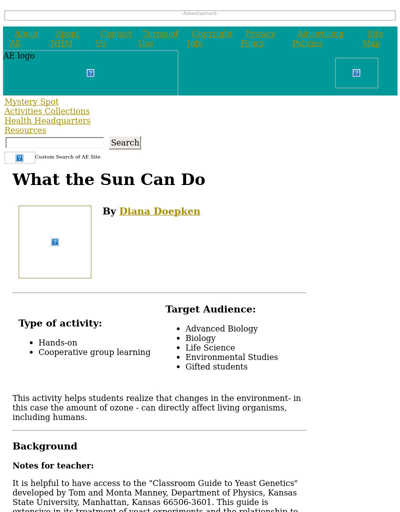 What the Sun Can Do Lesson Plan