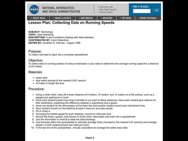 Collecting Data on Running Speeds Lesson Plan