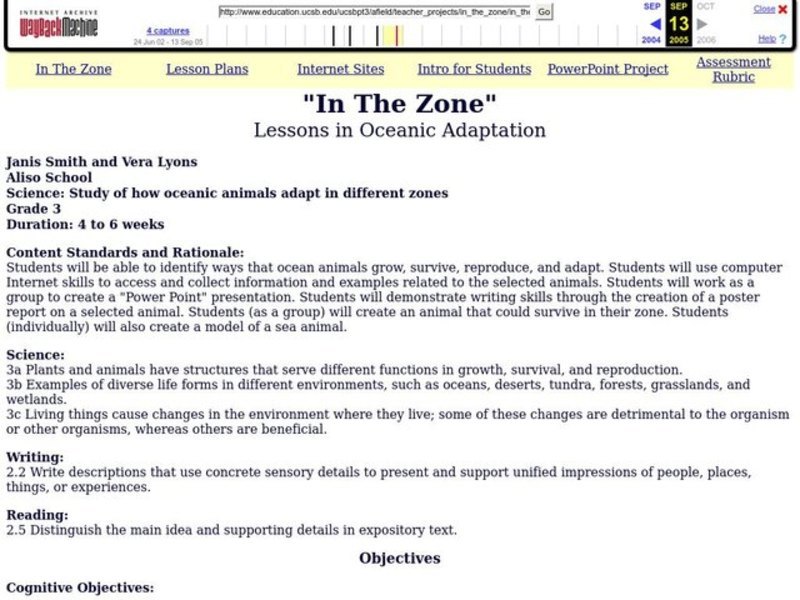In The Zone Lesson Plan