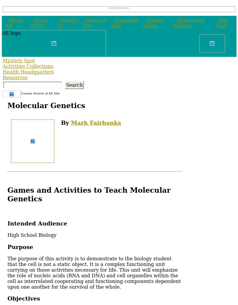 Games and Activities to Teach Molecular Genetics Lesson Plan