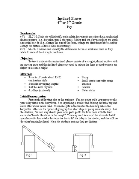 Inclined Planes Lesson Plan