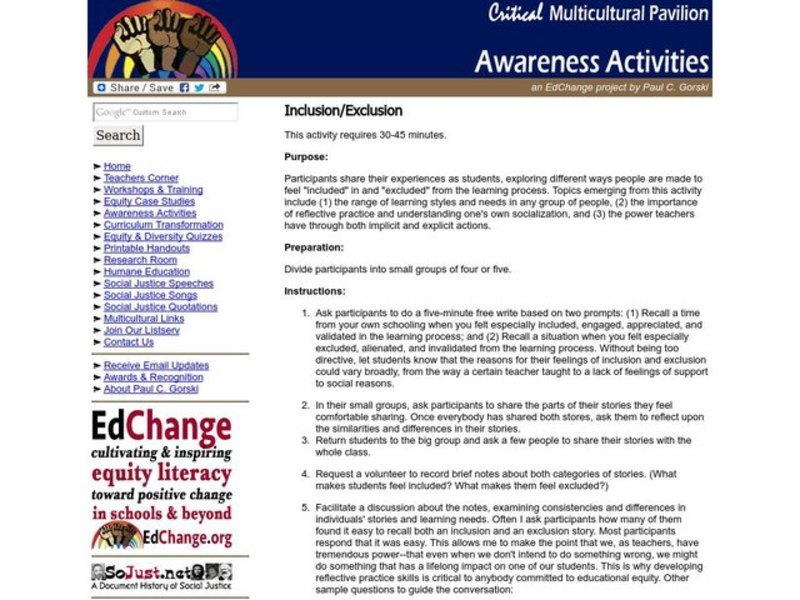 Inclusion/Exclusion Activity