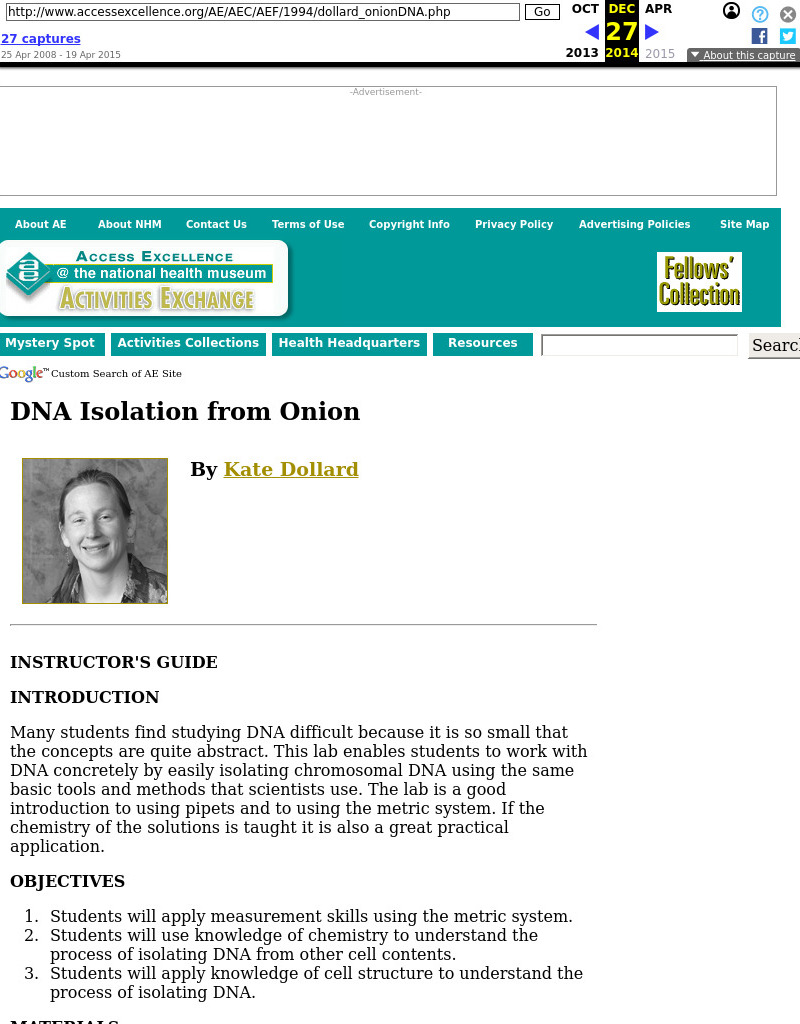 DNA Isolation from Onion Lesson Plan