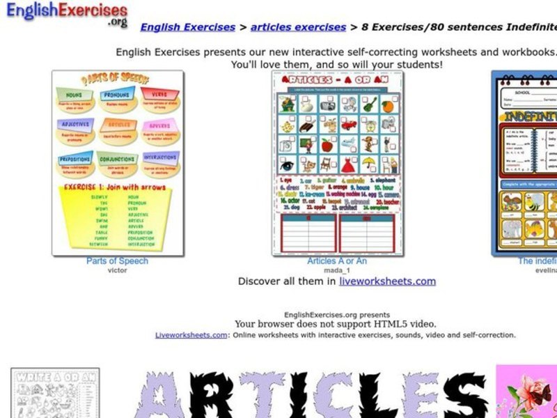 Indefinite Articles Interactive