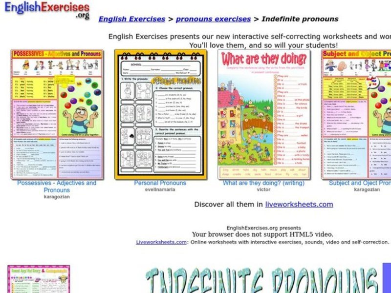 Indefinite pronouns Interactive