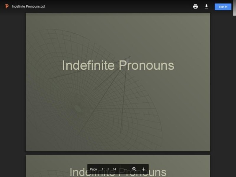 Indefinite Pronouns  PPT