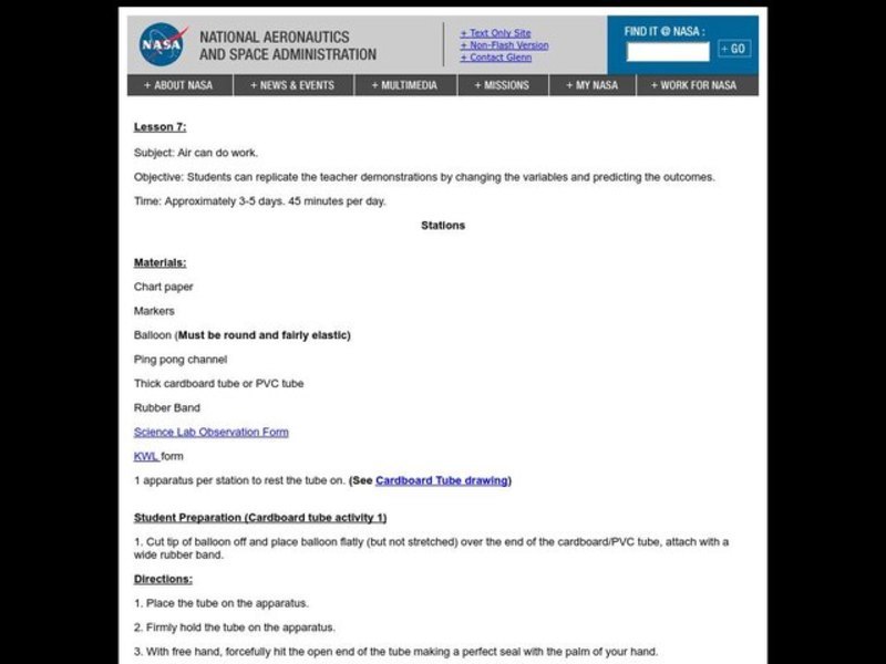 Air can do work. Lesson Plan