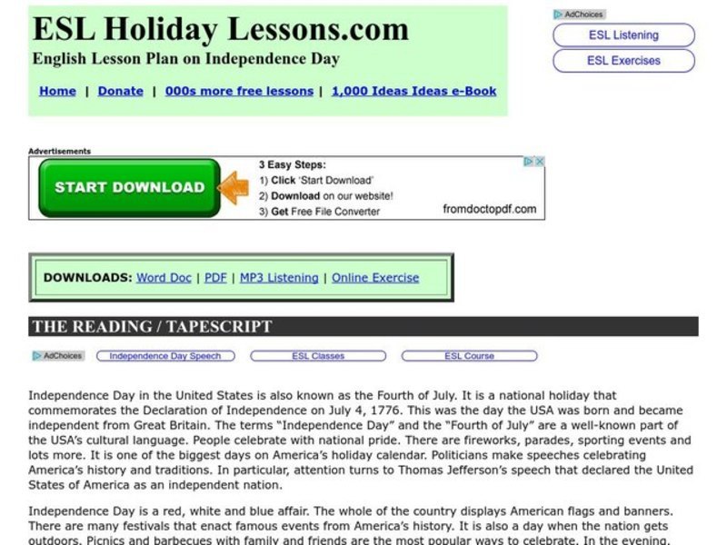 Independence Day Worksheet