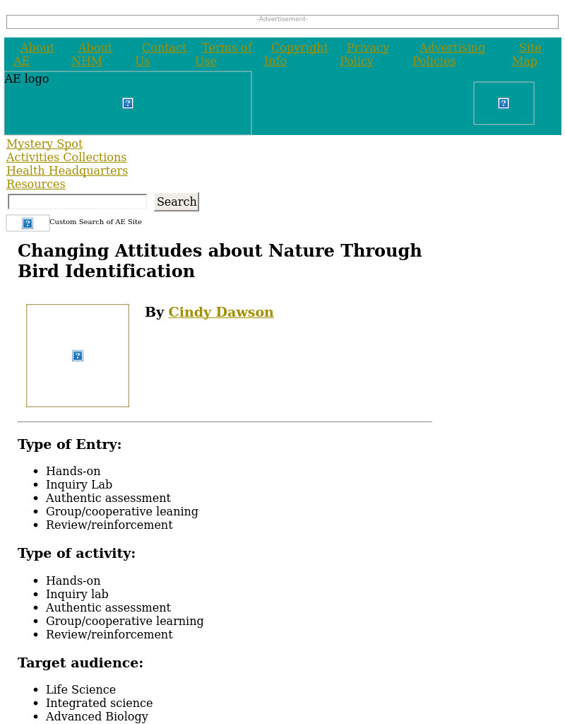 Changing Attitudes about Nature Through Bird Identification Lesson Plan