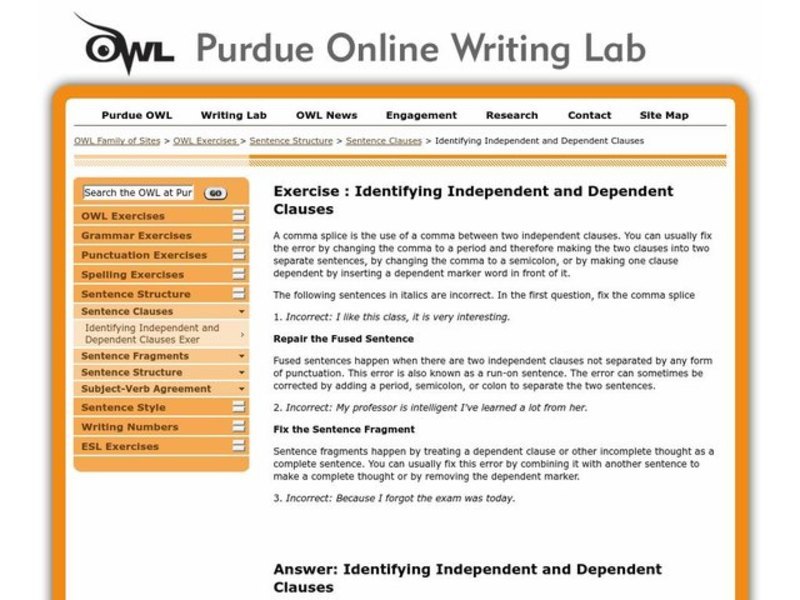 Independent and Dependent Clauses Worksheet