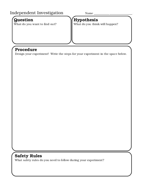 Independent Investigation Worksheet