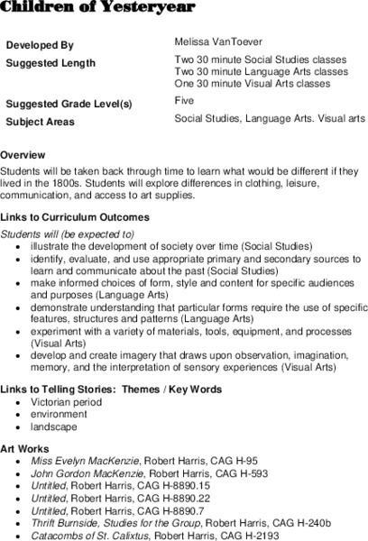 Children of Yesteryear Lesson Plan