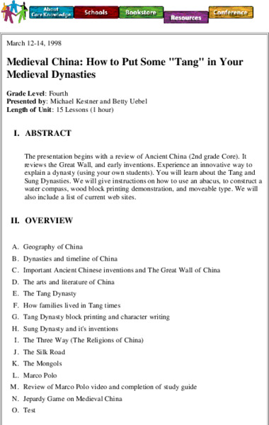 China: How to Put Some "Tang" in Your Medieval Dynasties Lesson Plan