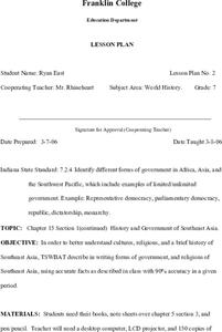 Southeast Asia Lesson Plan