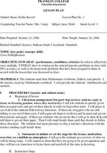 Factoring Lesson Plan