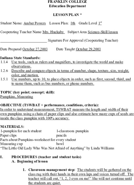 Measurement Lesson Plan