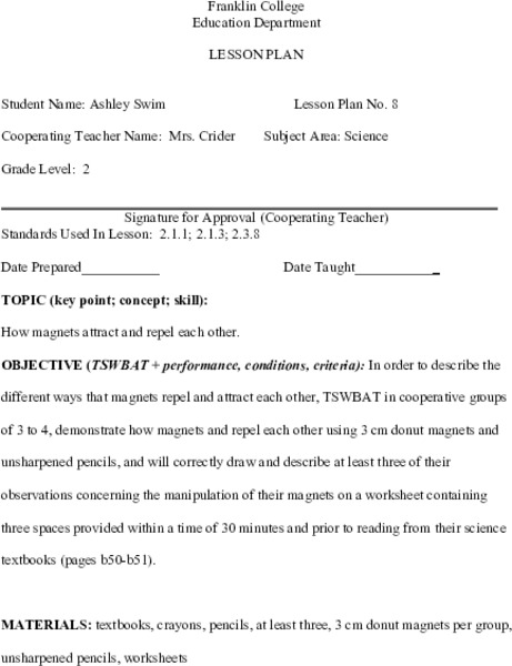 Magnets Lesson Plan