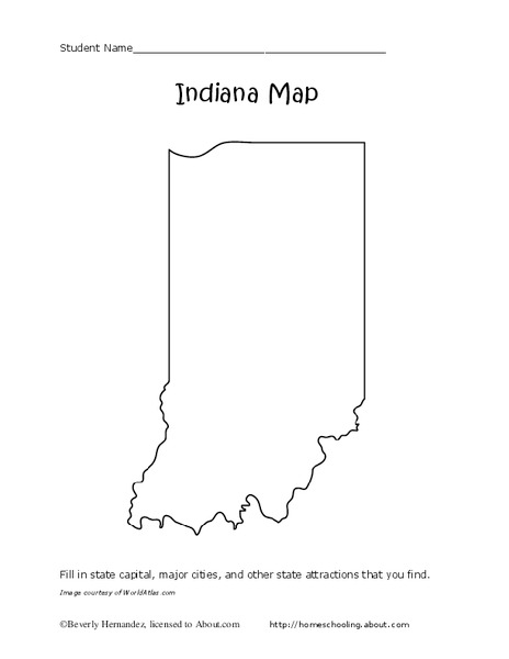 Indiana State Map Worksheet