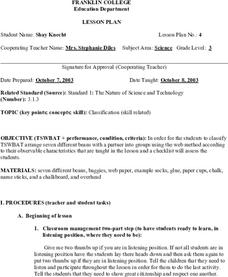 Classification Lesson Plan