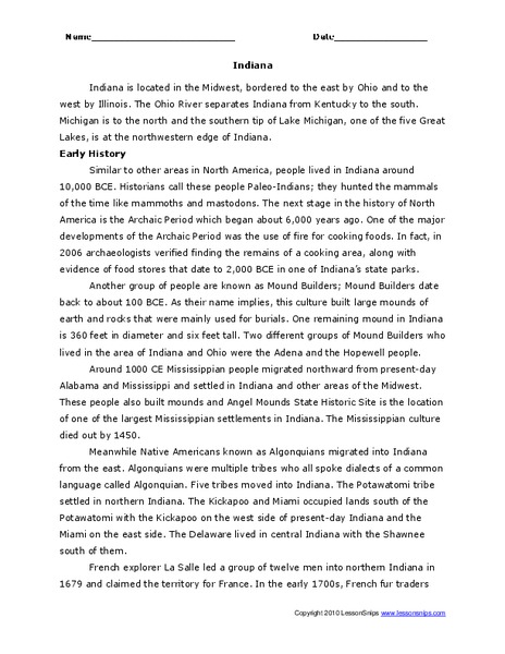 Indiana Worksheet