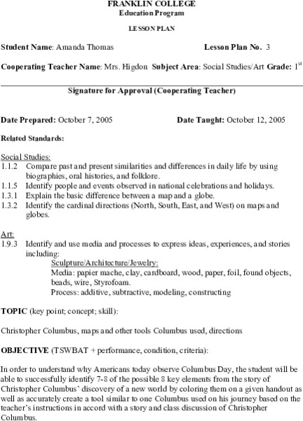 Christopher Columbus Lesson Plan