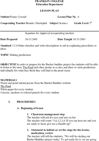 Making Predictions Lesson Plan