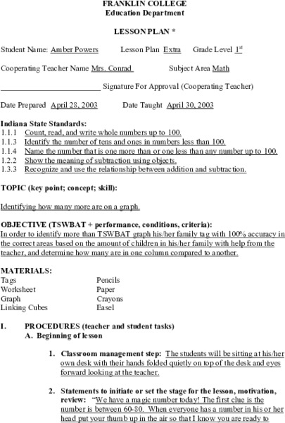 How Many More on a Graph? Lesson Plan