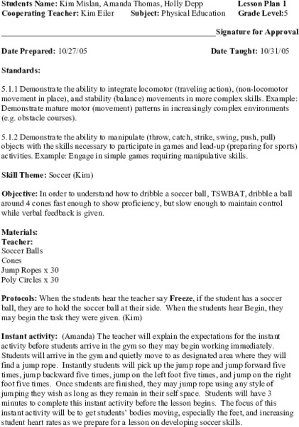 Soccer Lesson Plan