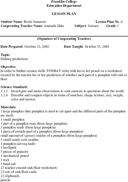Making Predictions Lesson Plan