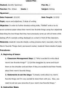 Nouns and Adjectives Lesson Plan