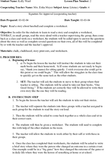 Narratives Lesson Plan