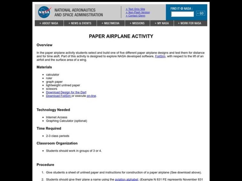 Paper Airplane Activity Lesson Plan