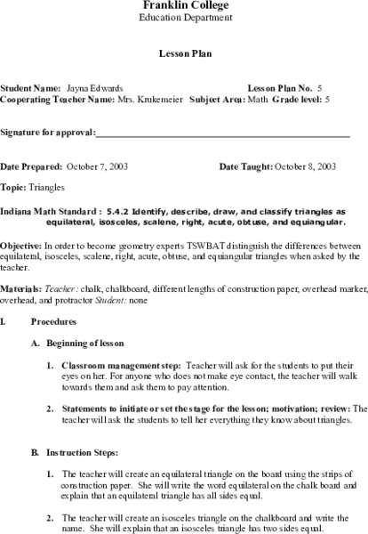 Triangles Lesson Plan