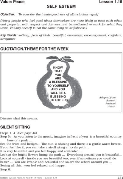 SELF ESTEEM Lesson Plan