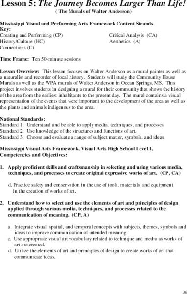 Lesson 5: The Journey Becomes Larger Than Life! Unit Plan