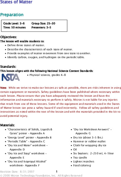 States of Matter Lesson Plan